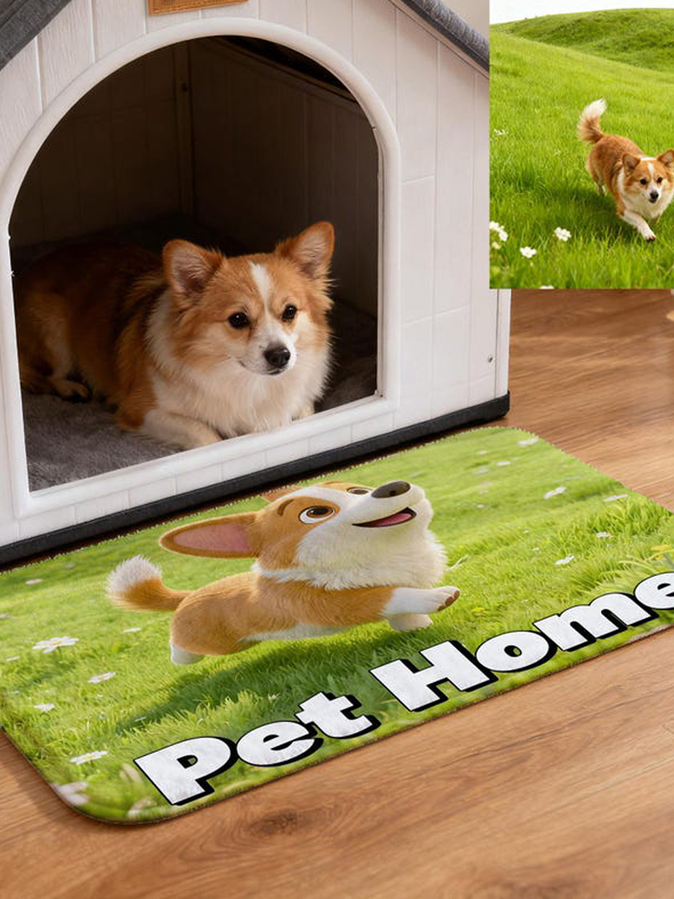 Personalized Pixar-Style Pet Mat with 3D Cartoon Portrait